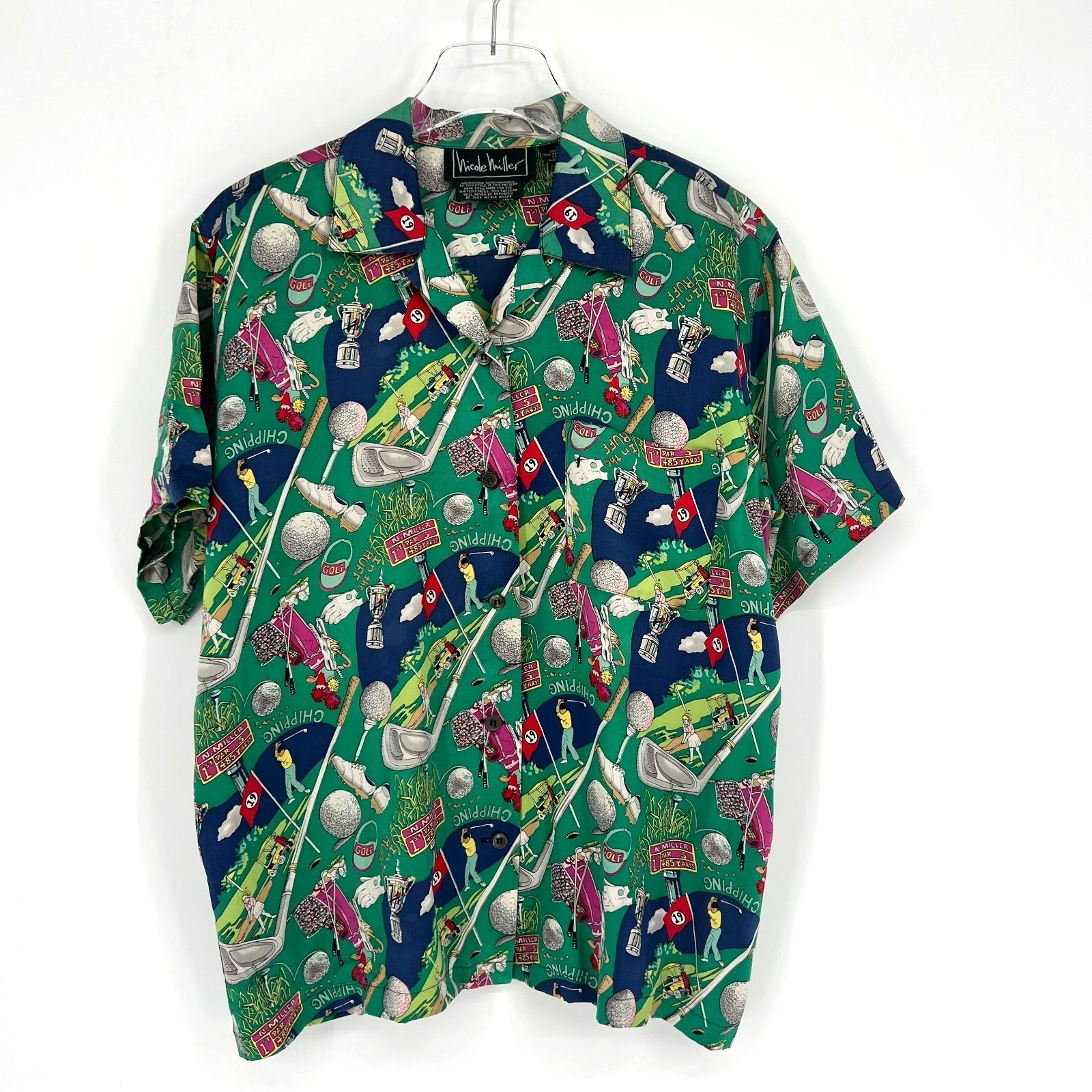 Nicole Miller Silk Top Womens M Golf Limited Edition 90s Printed Maximalist